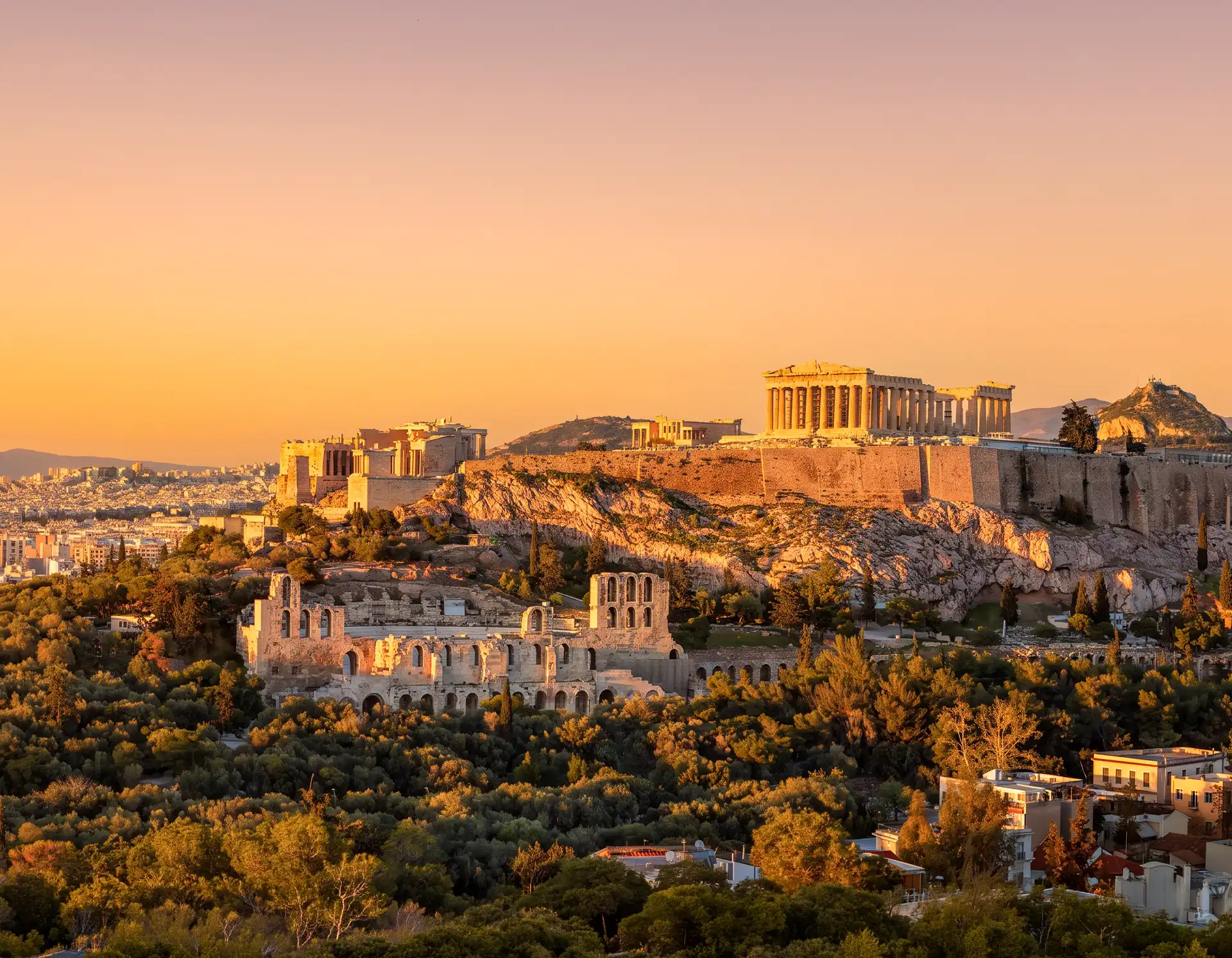 Itinerario de 7 días en Grecia, Acrópolis de Atenas al atardecer